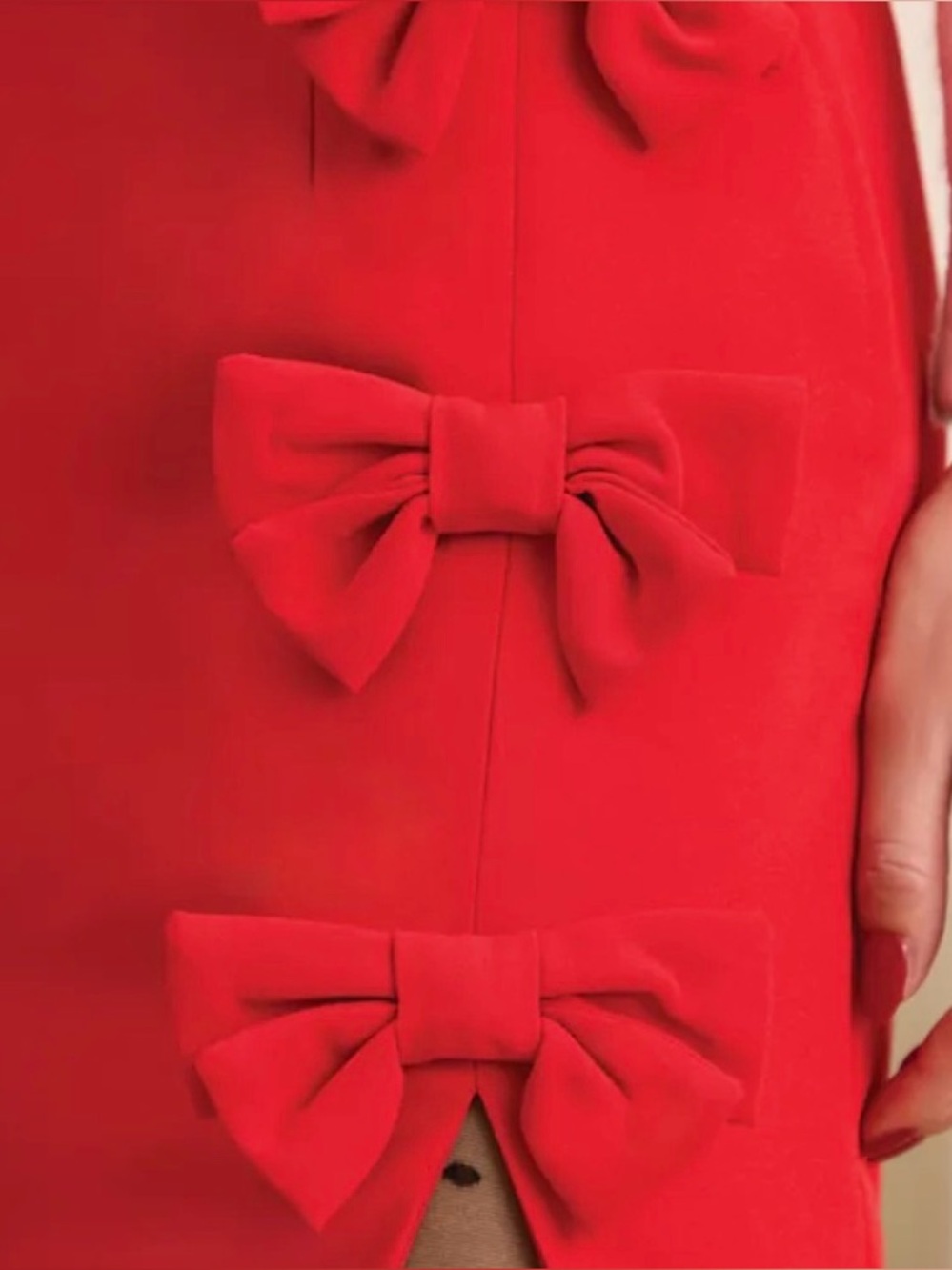 Sewing down south red bow skirt
